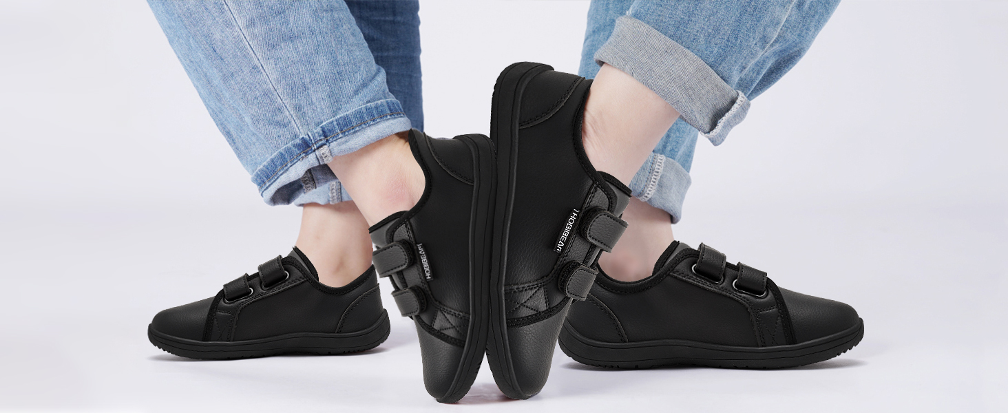 HOBIBEAR Blotevoetenschoenen voor kinderen, brede minimalistische Zero Drop sneakers voor jongens en meisjes, outdoor, trailrunning, wandelschoenen, wit, rood, 24 EU Breed