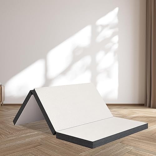 Colchón plegable de espuma viscoelástica, colchón triple plegable con funda lavable, cubrecolchón de viaje, colchón portátil para viajes, camping,