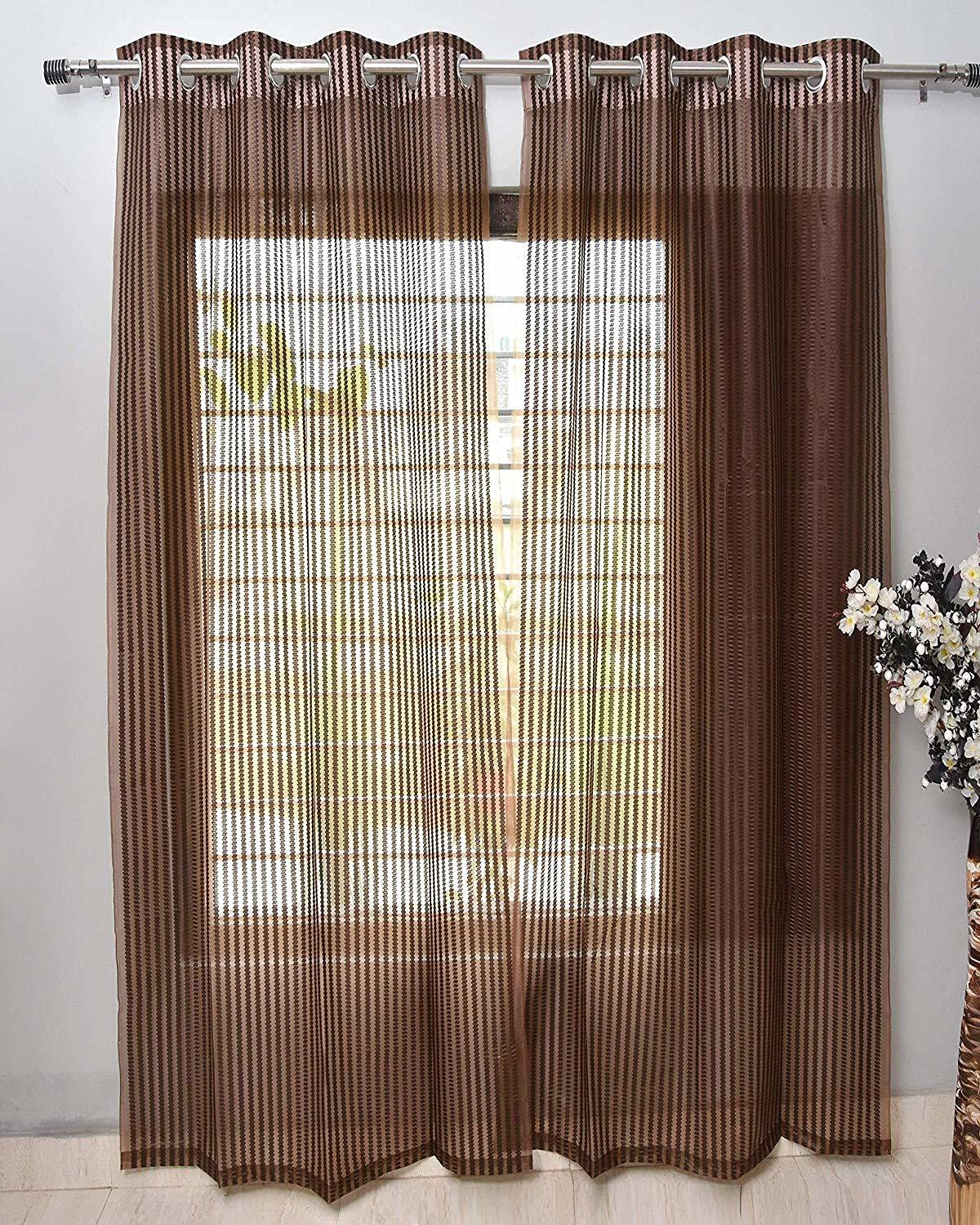 IVAZA Transparent Net Sheer Eyelet Curtains, Floral Grommet Tissue Screen Parda Curtains for Window, Imported Polyester Fabric, Size 5f Beige (B092W1M5K4) Amazon Price History, Amazon Price Tracker