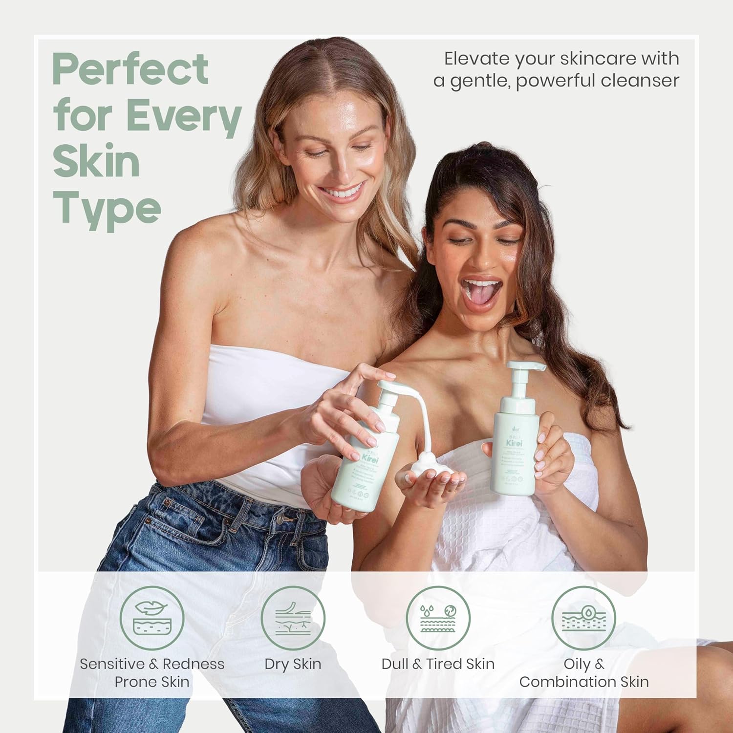 IKI Kirei Foam Cleanser - Gentle Face Wash for Women with Aloe Vera & Cucumber Extract, Hydrating & Soothing, Dermatologically Tested, Suitable for Sensitive Skin, Paraben-Free - Image 6