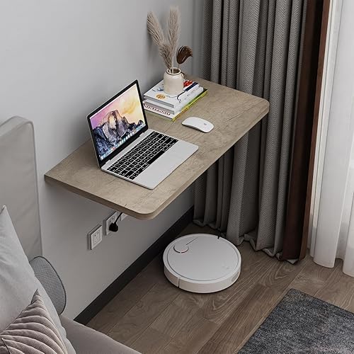 Miniatura 14 de Pmnianhua Mesa plegable de 31 pulgadas para montar en la pared, escritorio de pared plegable, escritorio flotante para oficina en casa, espacio