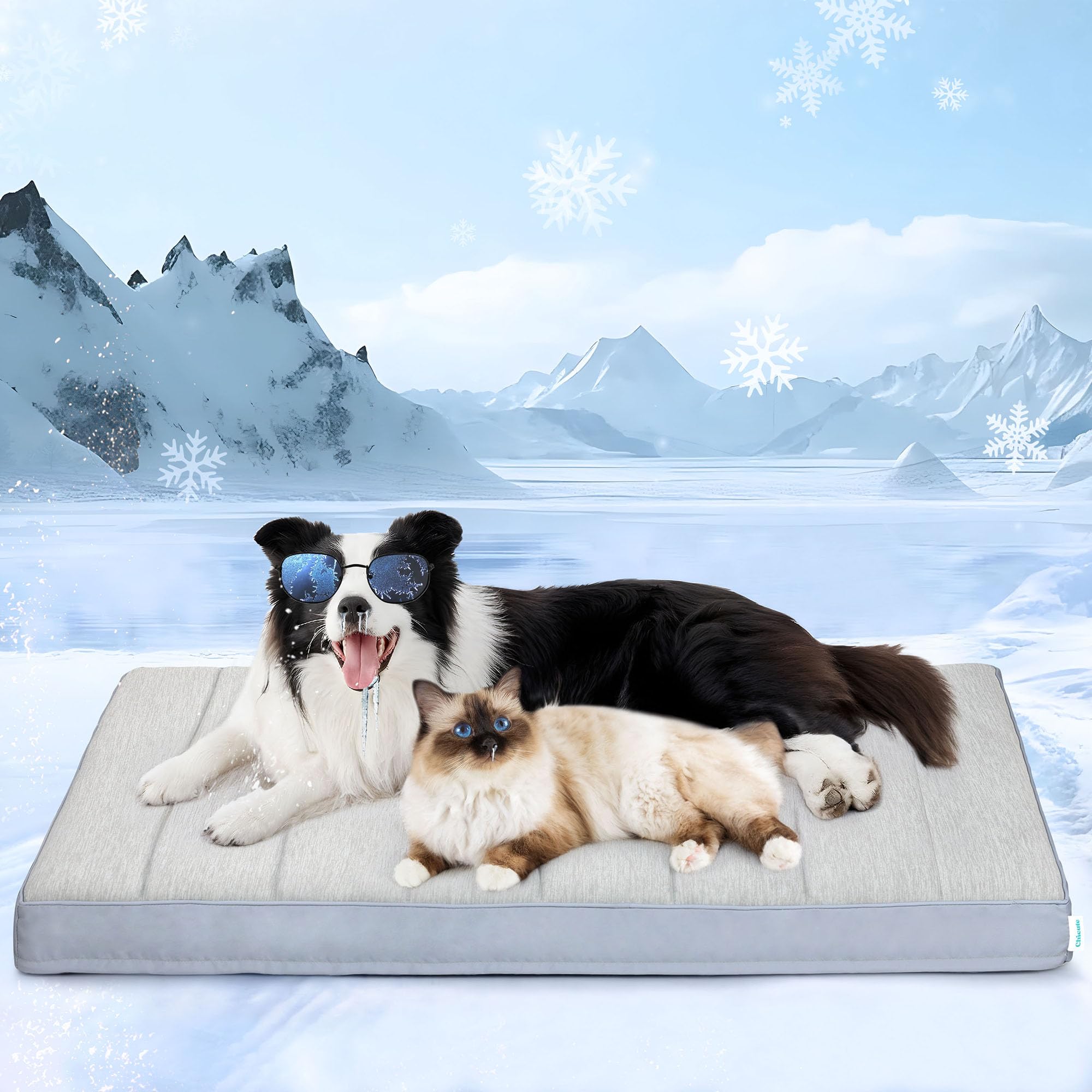 ZAKAPAWS Chicute Cooling Dog Bed for 2X Large Dogs - Orthopedic Pet Beds with Memory Foam, QMAX>0.5, Waterproof Removable Washable Cover for Hot Weather, Grey, 47" L x 29" W x 3" H — image 1
