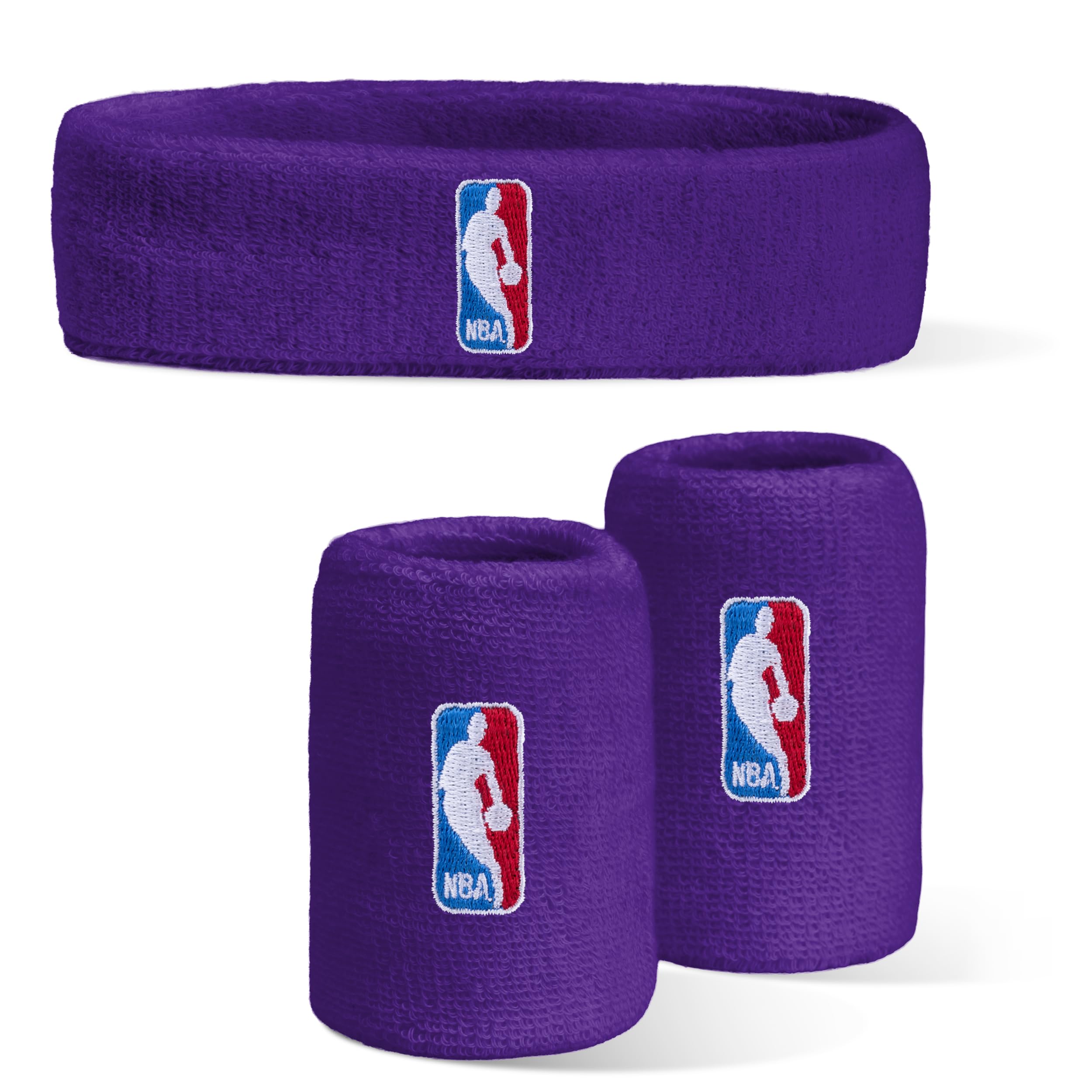 For Bare Feet NBA Classic LOGOMAN Headband & Wristband 3 Pack Purple OSFM
