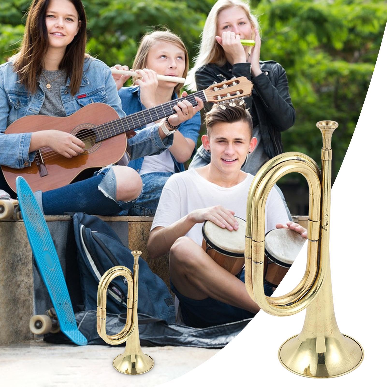 Bugle Horn Trompete - Vintage Style Kavallerie Trompete Orchester Musikinstrumente | Perfekt für militärische Zeremonien, Fanfarenshows, Sammler, einfach zu