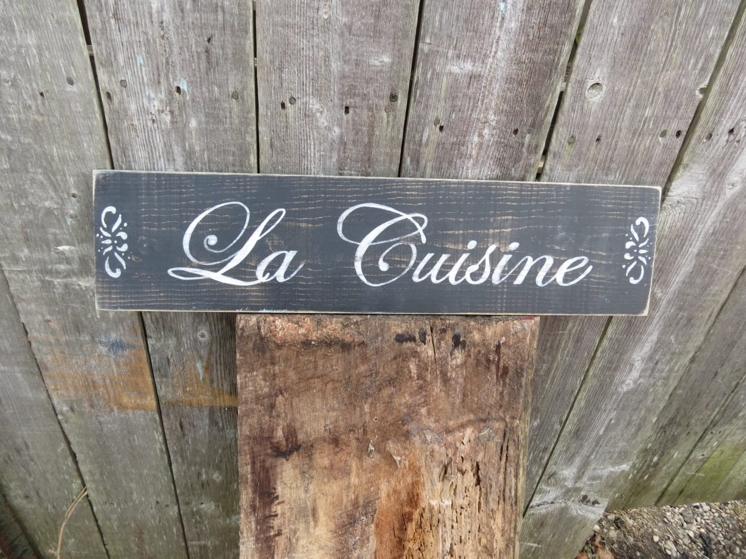 Szhmz Colour-194 Vintage Primitive Funny Decor La Cuisine Sign Hand Painted Shabby Chic Signfarmhouse Rustic Metal Sign 4X16 Inch
