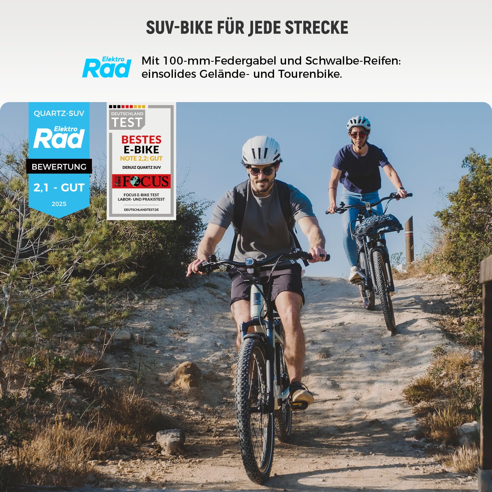 DERUIZ Quartz SUV E-Bike 27,5" Elektrofahrrad mit 48V644Wh Akku bis 161km | E-Mountainbike, Hydraulische Bremsen,Shimano 8 Gang,RH 46CM Off-Road Commuter E Bike für Erwachsene, Max 161km, StVZO