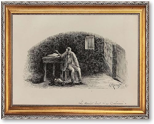 Vintage Framed Prison Scene Canvas Print Oil Paintings Reproduction World Classics Middle Ages Wall Art, Poster Painting Pictures Decoration, Living