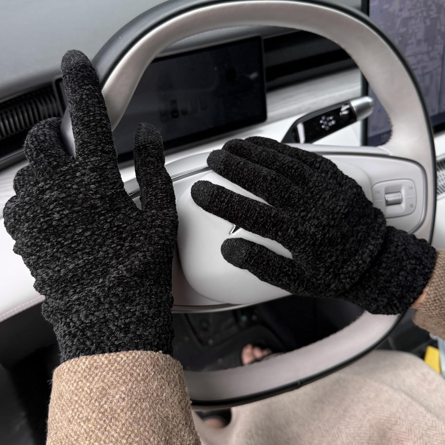 Womens Gloves with Touchscreen Winter Chenille Warm Knit Glove for Cold Weather - Image 4