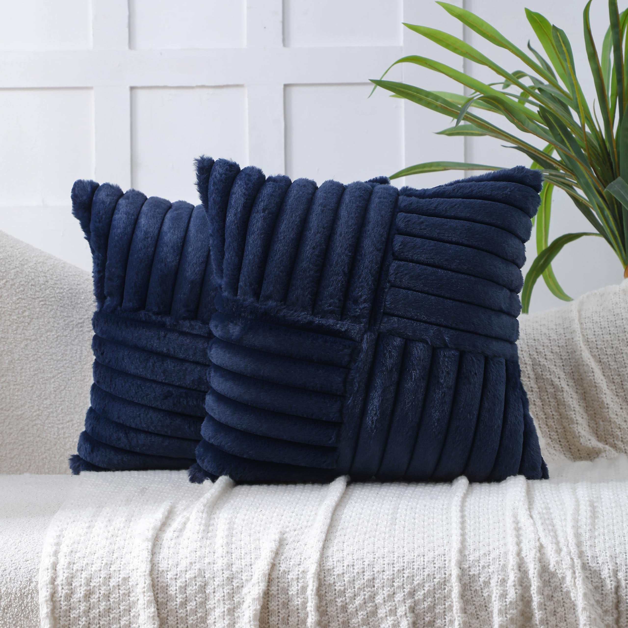 All Smiles Navy Blue Decorative Throw Pillow Covers 26x26 Set of 2 — image 1