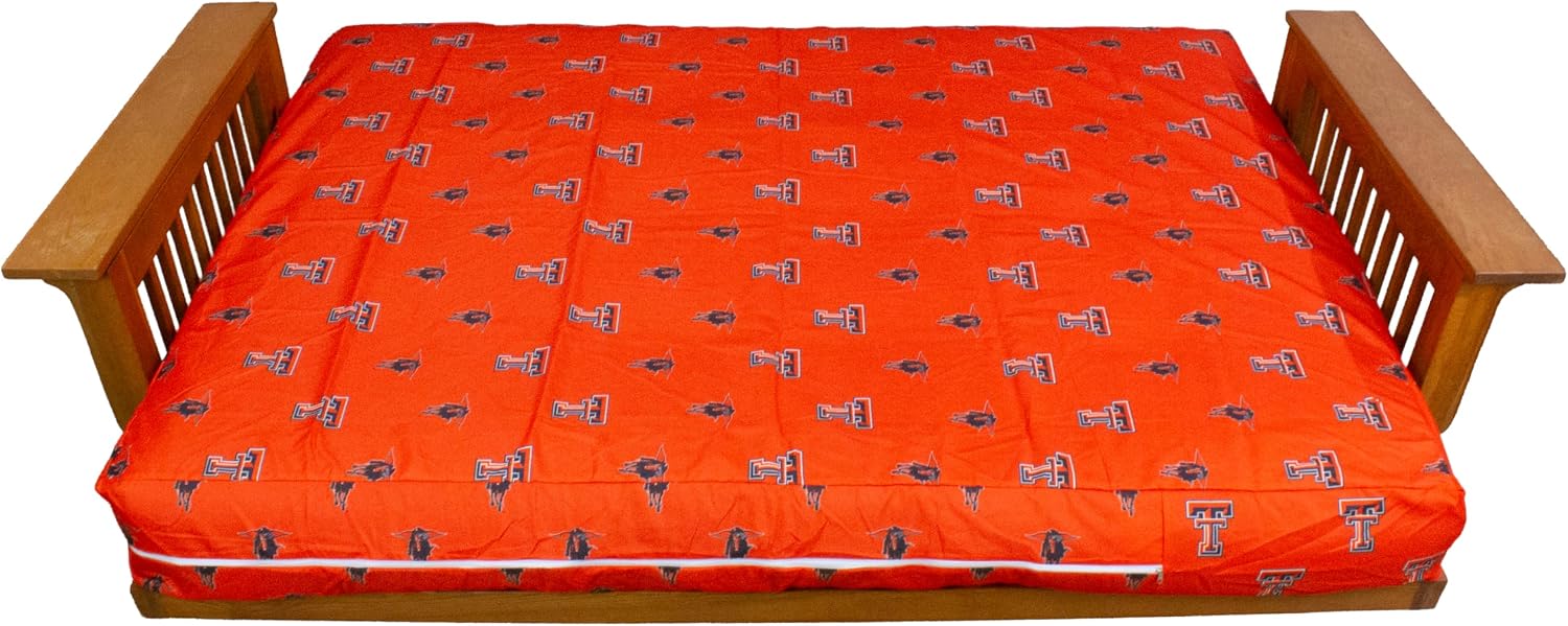 College Covers Everything Comfy Texas Tech Red Raiders Futon Cover, Full (54" x 76" x 6") Size Fits 6" and 8" Mats