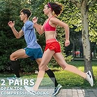 Vista 5 de Calcetines de compresión con punta abierta 15-20 mmHg para mujeres y hombres, hasta la rodilla, sin dedos, medias de compresión para circulación