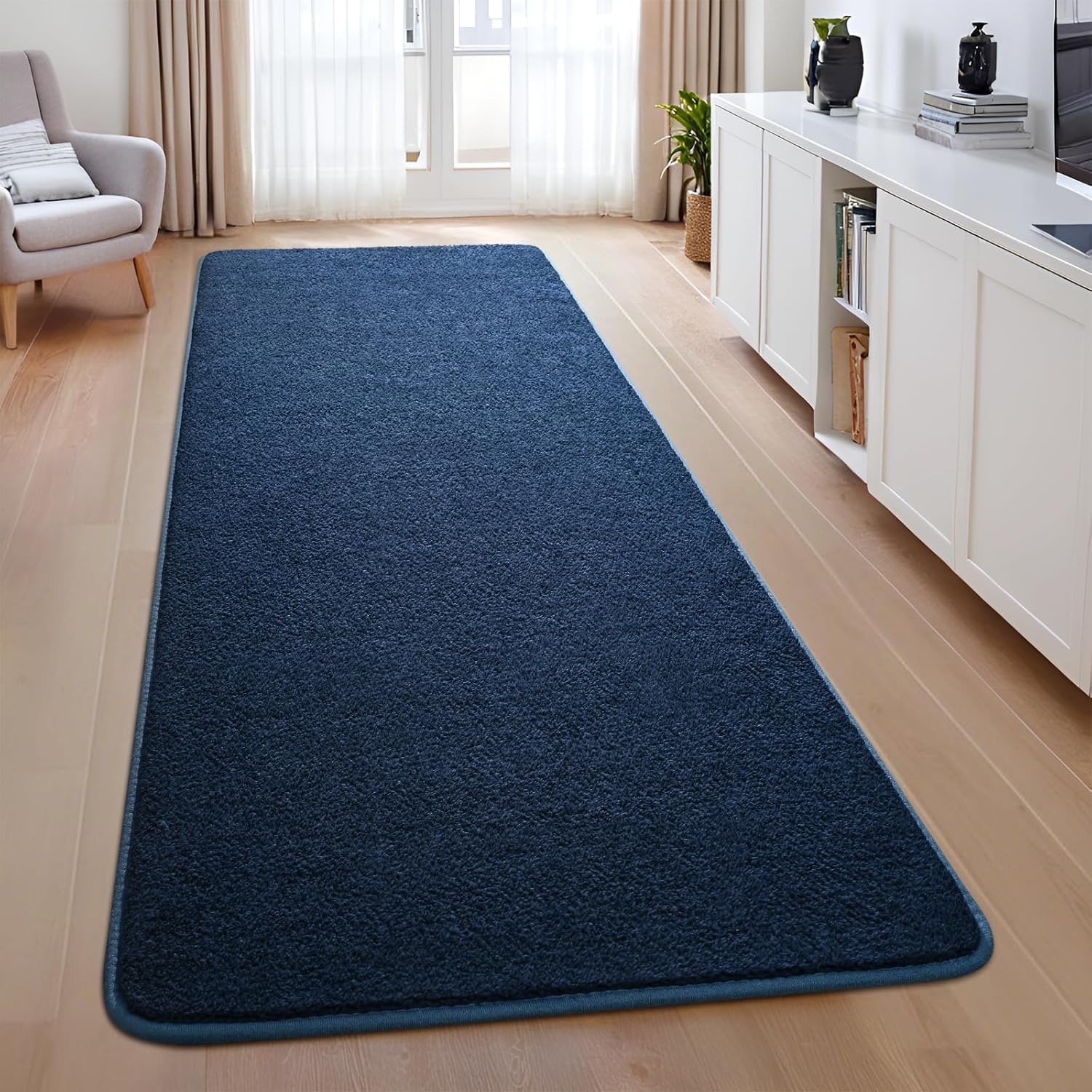 Nuttumico 2x6 Feet Rug Runners for Hallways, Navy Blue Area Rugs for Bedroom Living Room, Washable Non-Slip Entryway Carpets for Kitchen Kids Room Home Decor, Soft Modern Indoor Throw Rugs