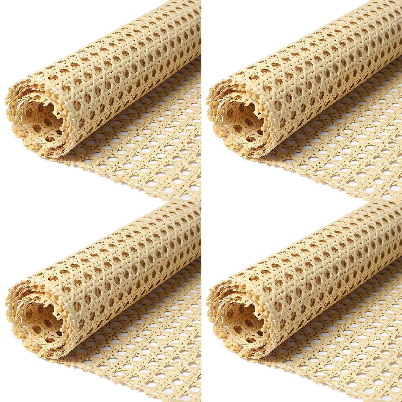 Hndhbfgrt 4pcs 80-Inch Long (6.6 Ft) Rattan Webbing Rolls 16-Inch Wide Natural Rattan Webbing for Furniture,Chairs, Cabinets