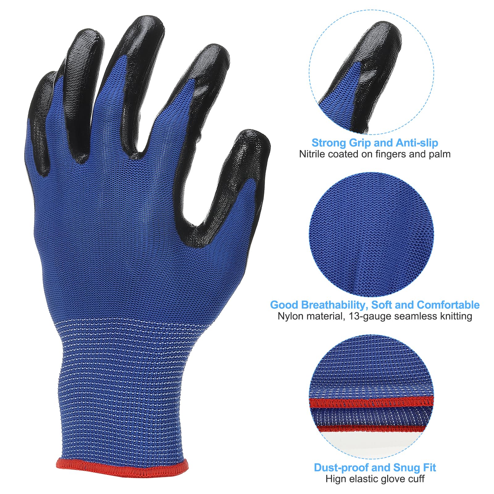 PATIKIL Safety Work Gloves Nitrile Coated - Image 3