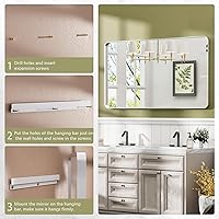 Vista 166 de Hasipu Espejo de baño LED con luces de 40 x 26 pulgadas, espejo de luz con marco de metal negro para tocador, antiniebla, regulable, 3