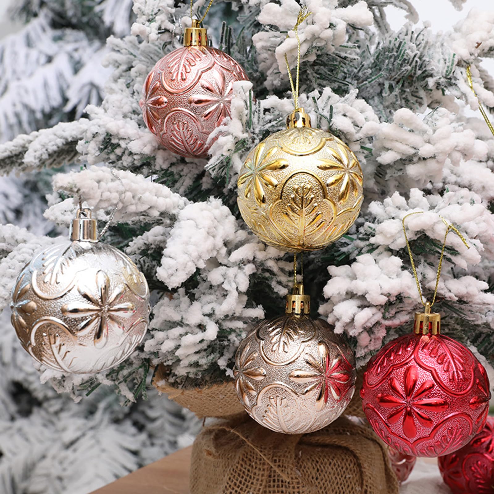 Elegante adorno de bolas galvanizadas distintivas bolas de árbol de Navidad decoraciones de festivales para colgar estacional