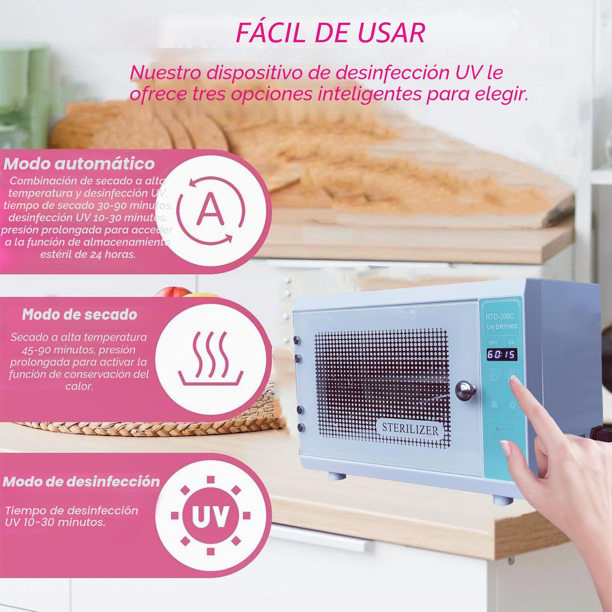 Esterilizador UV LED con Temporizador - Caja/Armario de Desinfección UV para Herramientas de Uñas, Manicura, Barbería, Salón de Belleza y Uso en Casa