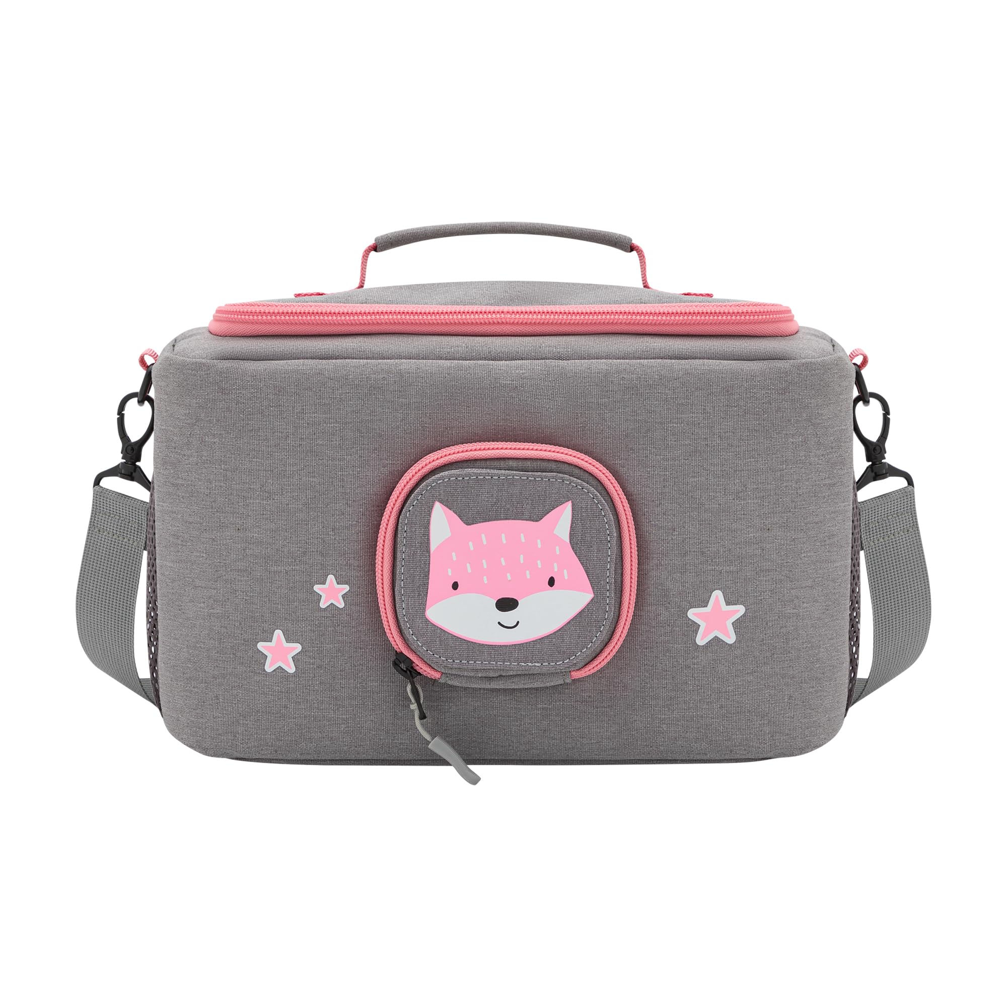 Sac pour Toniebox – BoxBag pour figurines, boîte et accessoires en voyage et en voiture, Renard gris et rose, 28 x 18 x 14 cm, Sac à bandoulière, Renard gris et rose, 28 x 18 x 14 cm, Sac à