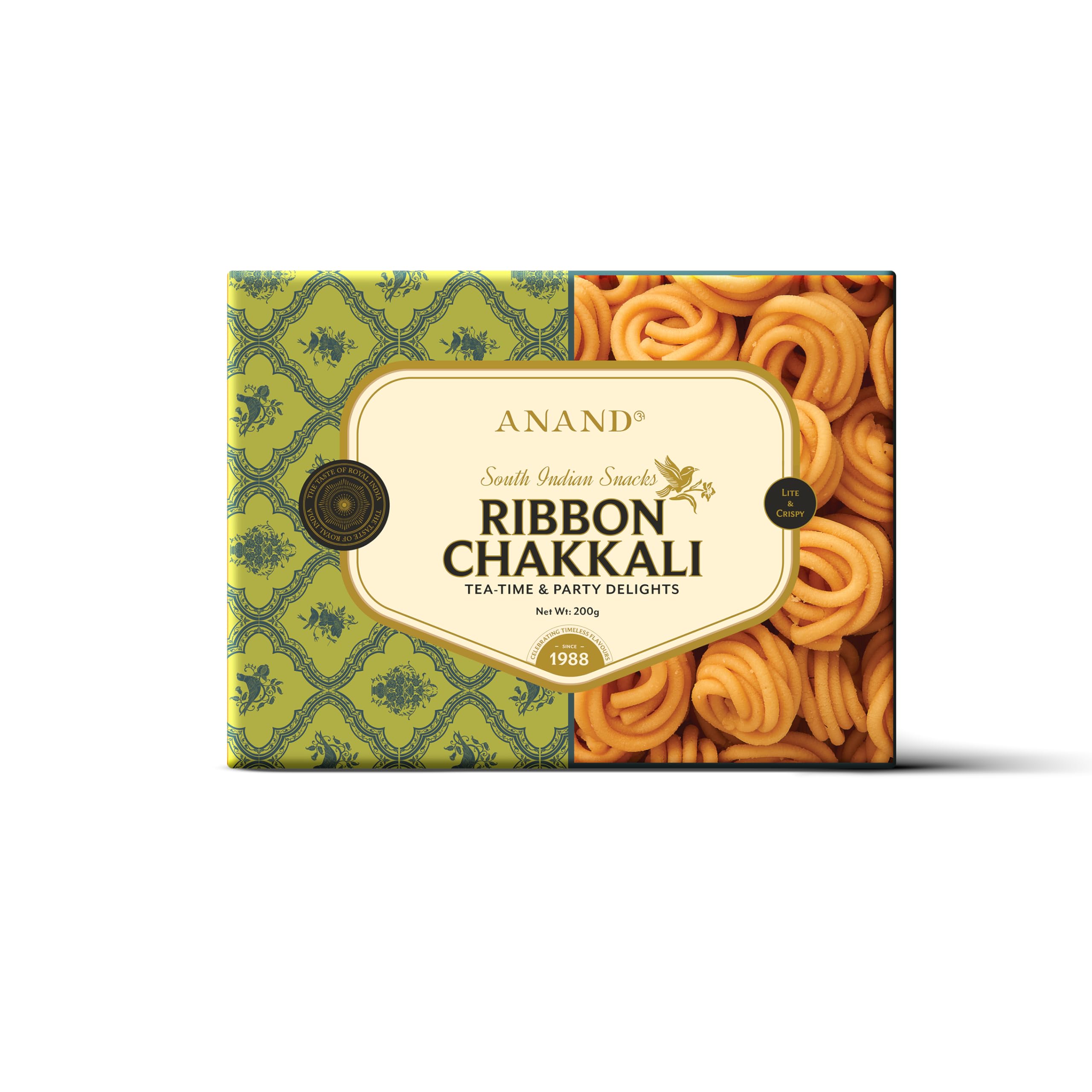 ANAND Ribbon Chakkli | Indian Snacks | Delicious, Chrunchy Namkeen, Ready to Eat | Cholesterol Free, No Trans Fats | (Pack of 2x200 gram) (B0B1B6R2X2) Amazon Price History, Amazon Price Tracker