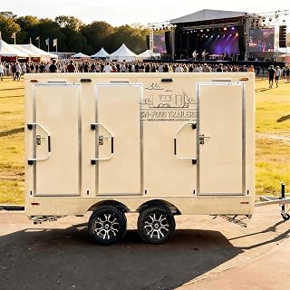 Mobile Bathroom Trailer with Private Restroom Layout and Handwashing Station for Outdoor Events and Short-Term Site Use