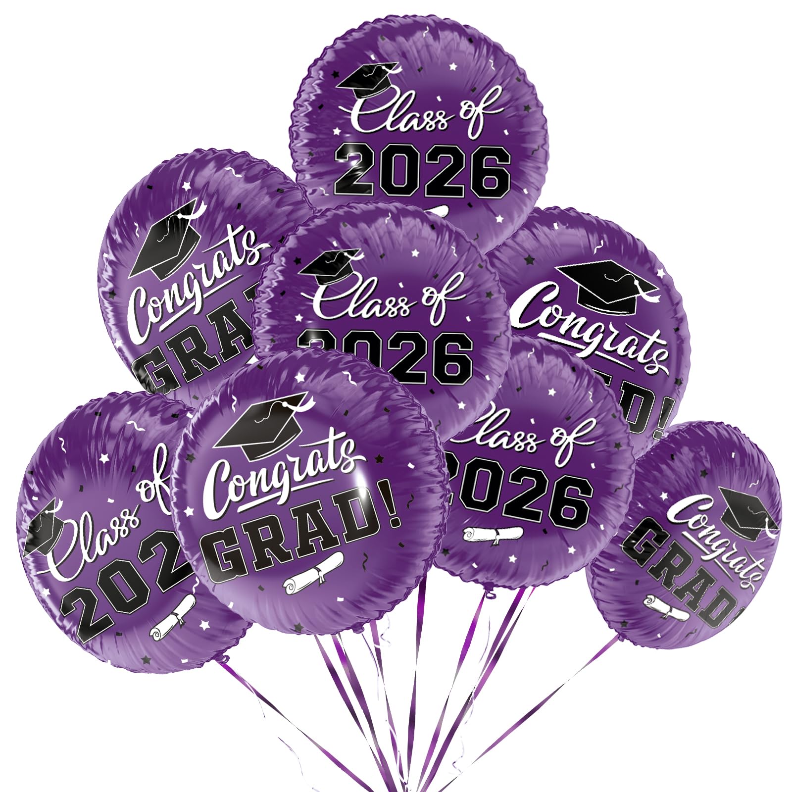 Class of 2026 Graduation Party Supplies & Decorations - 12pcs 18" Congrats Grad Purple Balloons Set for Memorable Grad Celebrations