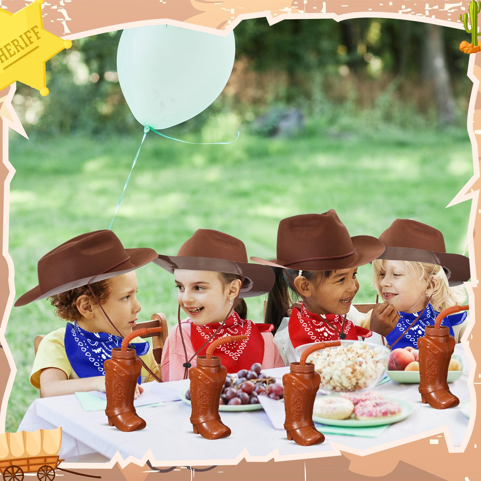 Cowgirl Party Favors Bright Plastic Cowboy Hats 12 Piece Western