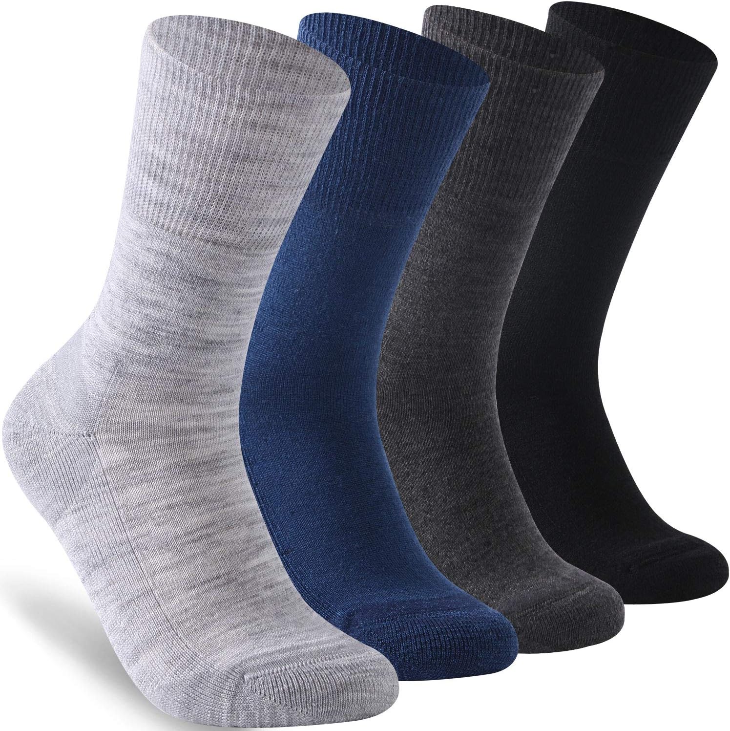 FacoolDiabetic Socks for Men Women, Dress Cushioned Crew Cotton Socks with Non-Binding,Loose Top,Seamless Toe 6 Pairs