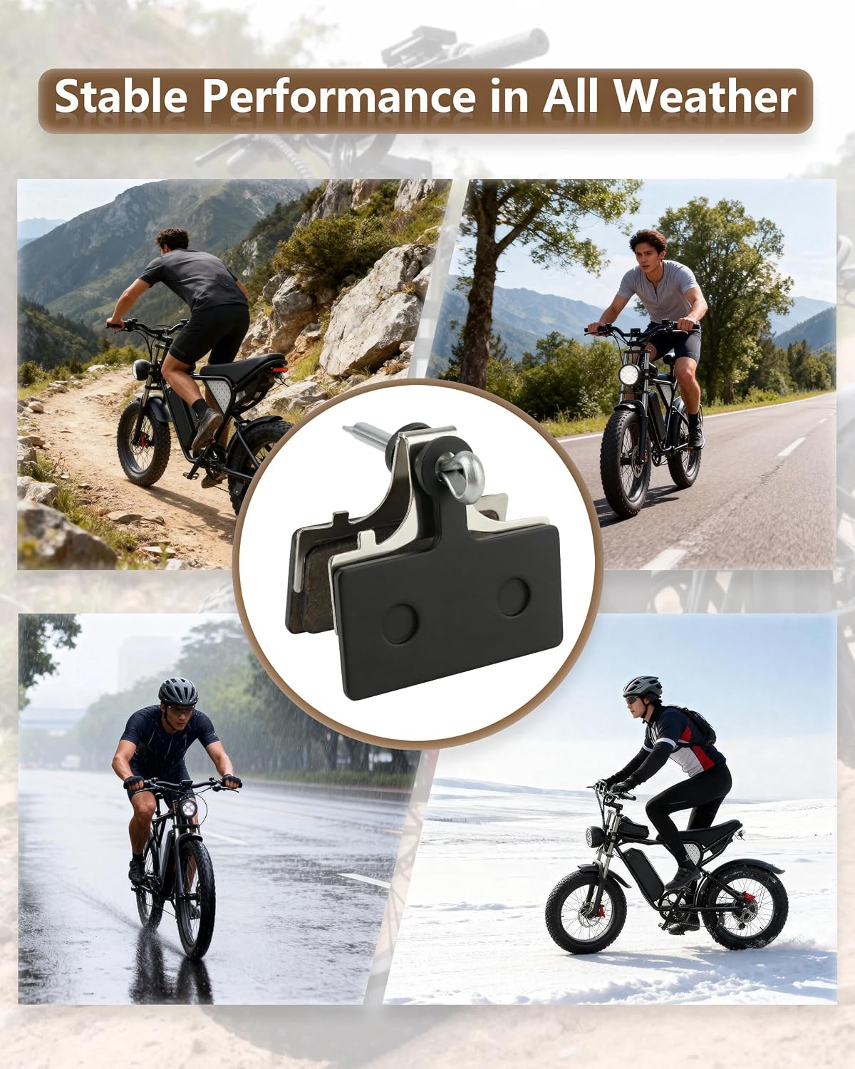 Resin E-Bike Brake Pads for AMYET EB26/S8/S6/V9-G60/Ares 2, Rear Front Disc Brake Pads, Electric Dirt Bike Accessories Replacement Parts for AMYET