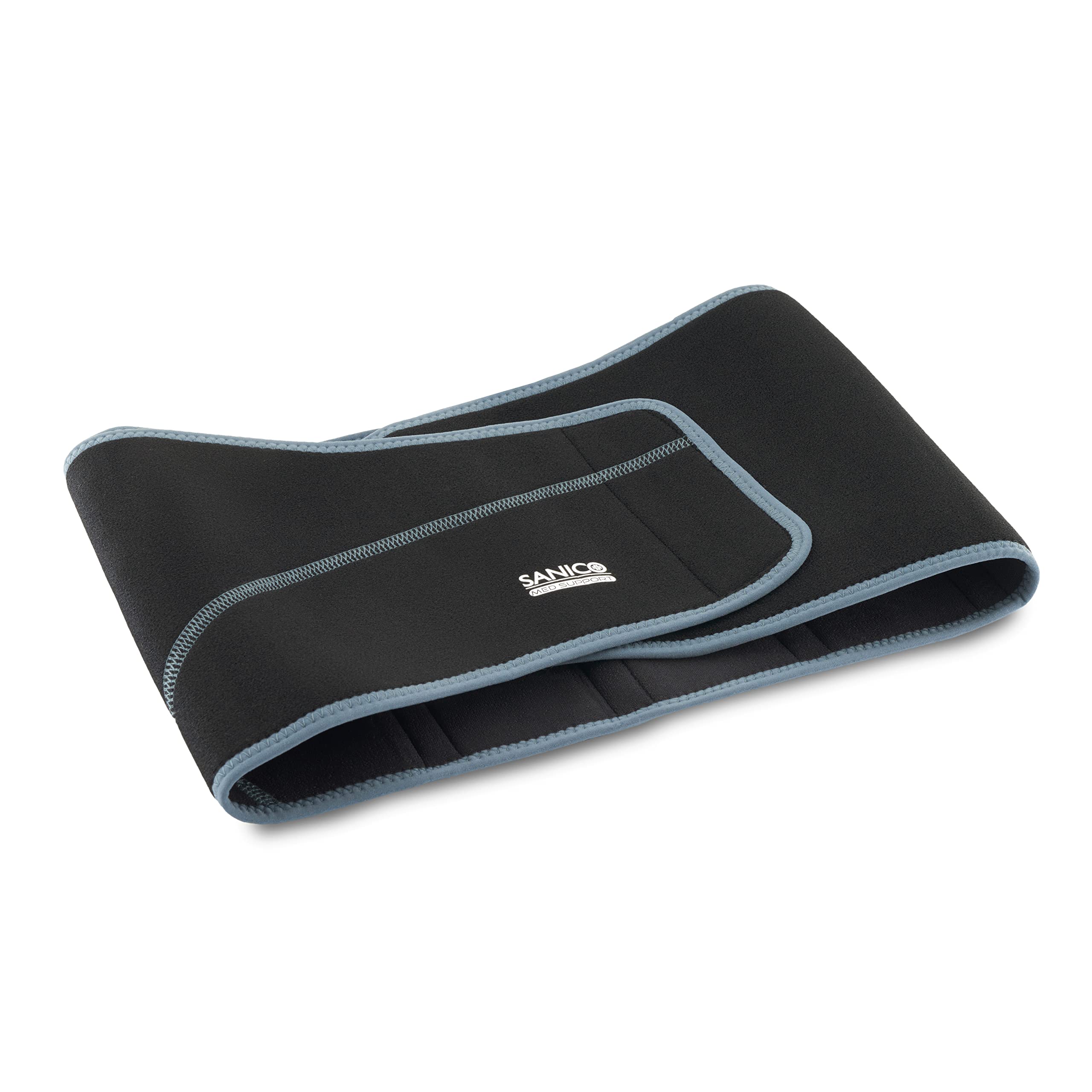 SANICO Vendaje lumbar elástico con compresión, vendaje ortopédico de neopreno para estabilidad, alivio y circulación sanguínea, transpirable, 107 x 0,3 x 24,5 cm