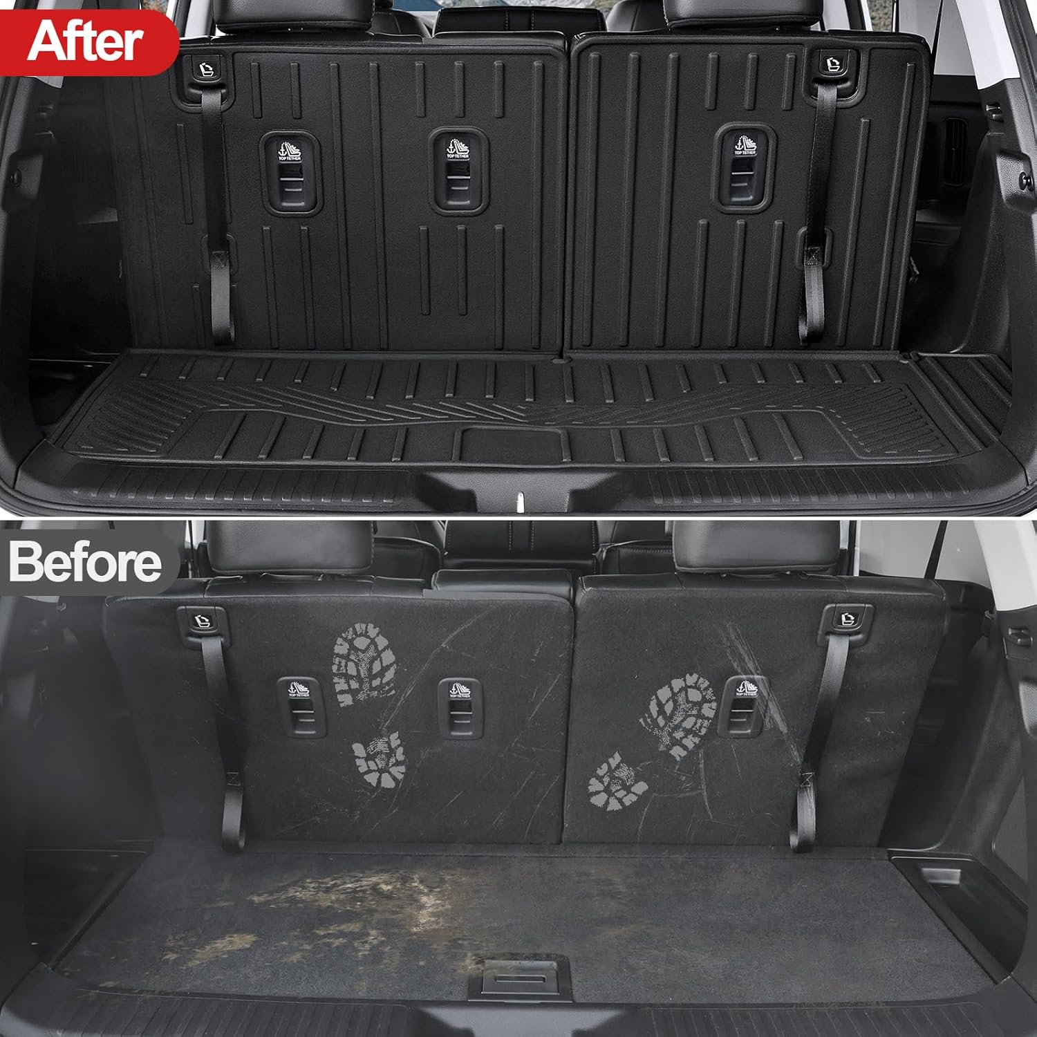 Cargo Mat for 2023-2025 2026 Honda Pilot, All Weather TPE Cargo Liner with Backrest Mat Interior Protection for Honda Pilot TrailSport Touring Elite EXL Black Edition Accessories