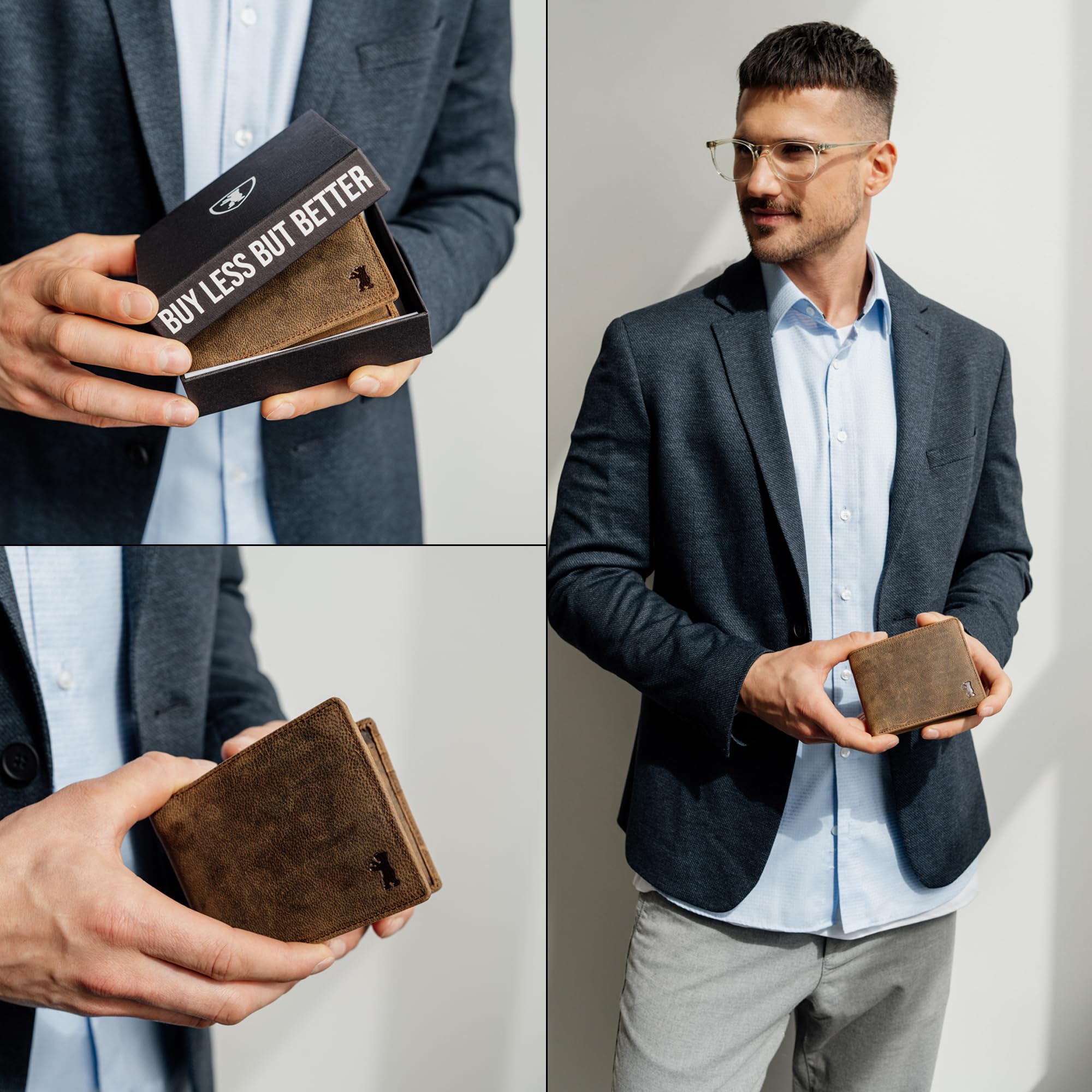 Berliner Bags Vintage Portefeuille en Cuir, Portemonnaie avec Protection RFID Certifiée TÜV et Coffret Cadeau pour Homme - Marron