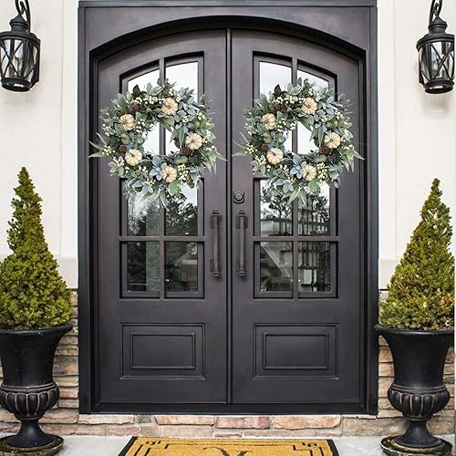 Miniatura 6 de Corona de puerta delantera de Acción de Gracias, coronas de invierno, cosecha de puerta de otoño, seda, festival exterior, boda, fiesta, jardín,