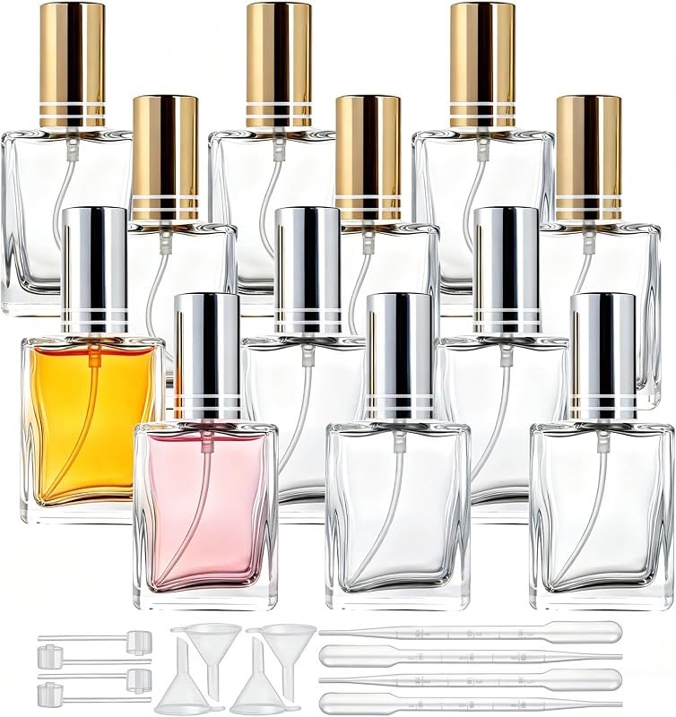 YU FENG Conjunto com 12 frascos spray de vidro de 15 mL para perfume, recarregáveis