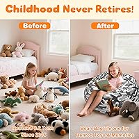 Vista 2 de Lukeight - Puf de almacenamiento de animales de peluche para niños, funda para puf de dinosaurio con cremallera para organizar la habitación