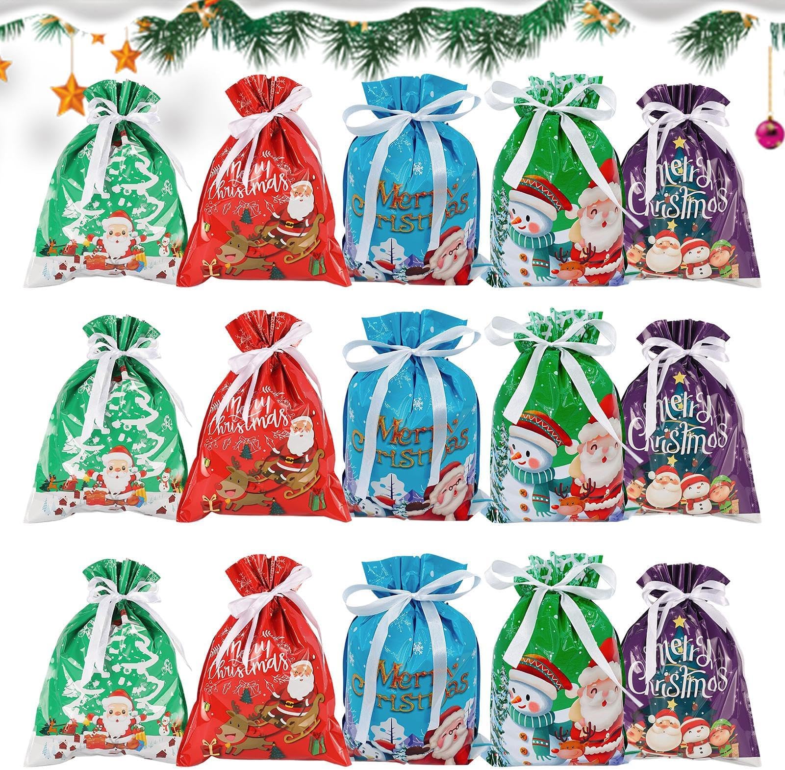 Christmas Set - 15 Piece Reusable Gift Set for Festive Sweets, | Christmas Bags for Children's Parties, Family Gatherings, by N