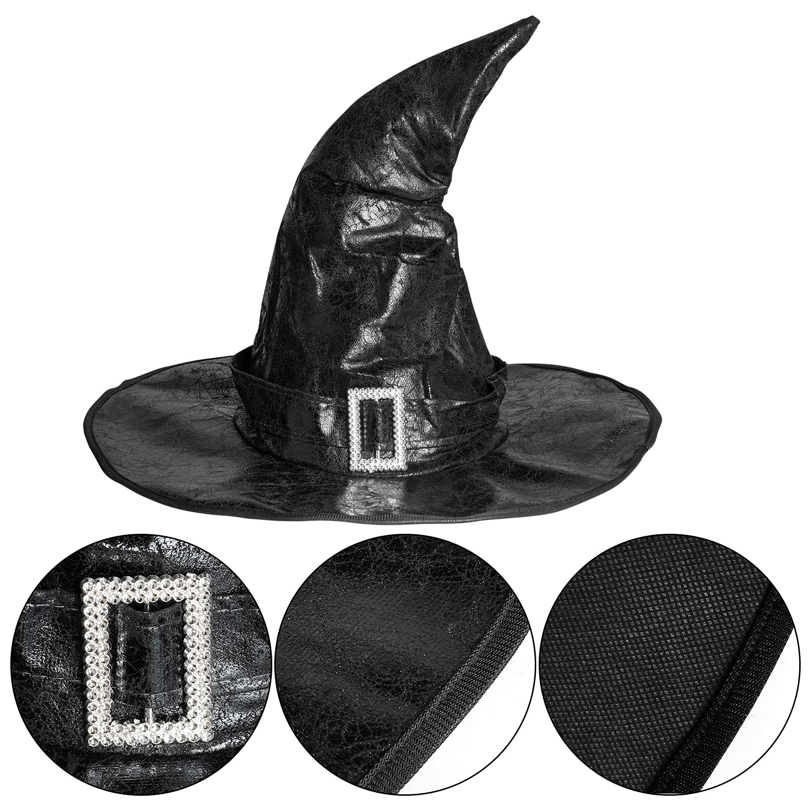 baotongle Halloween Witch Hat Wizard Hat Costume Cosplay Witch Hat Men Women Wide Brim Hat Accessories for Festival Fancy Dress Accessories - Image 4