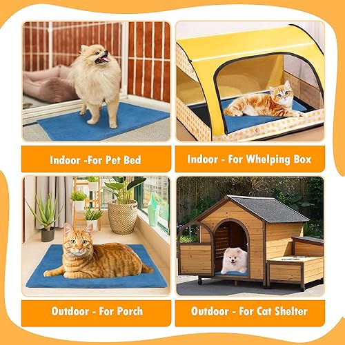 Miniatura 7 de Almohadilla térmica para mascotas para gatos, almohadilla térmica para interiores con 6 temperaturas ajustables y 5 temporizadores, almohadilla