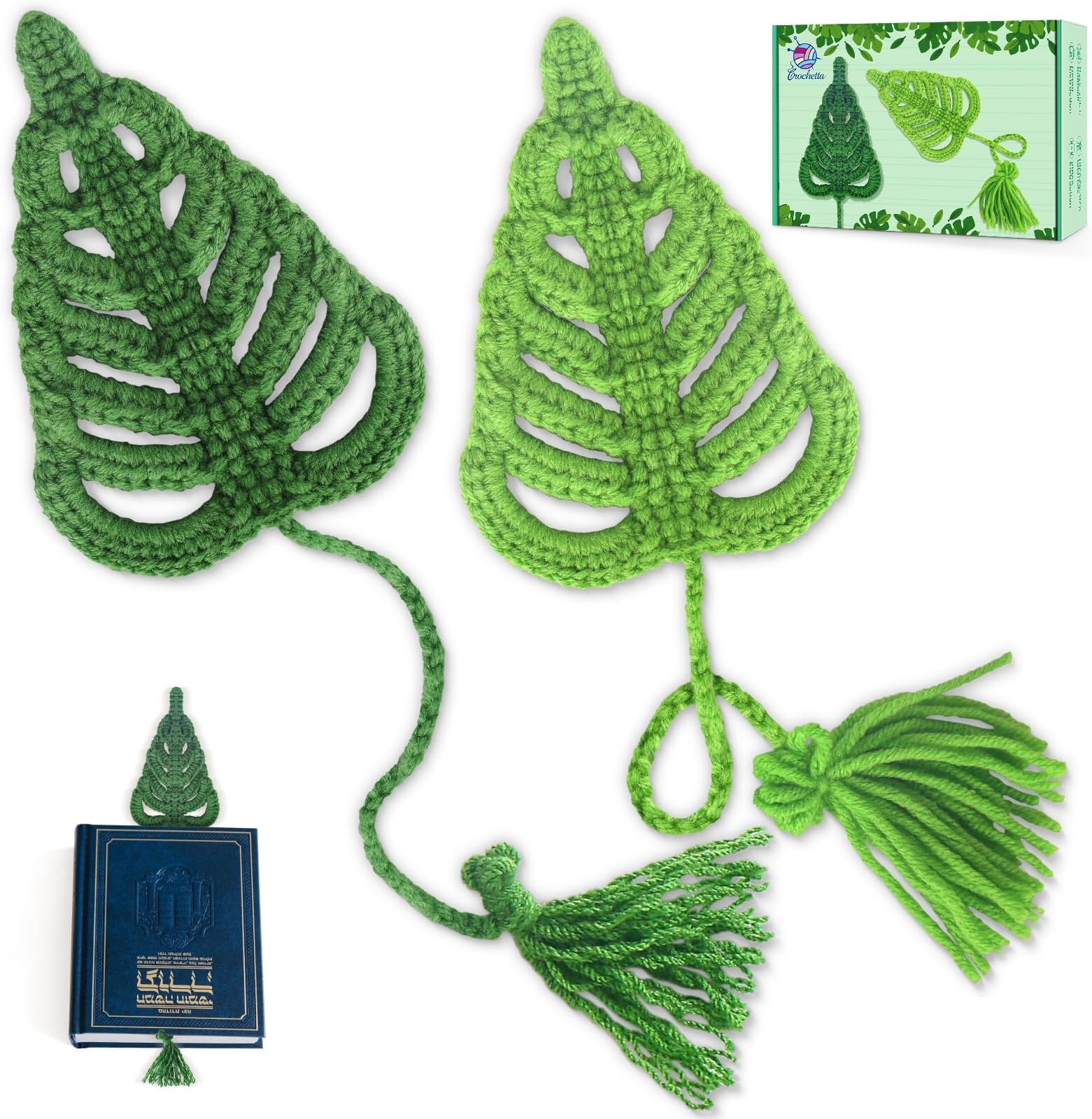 Crochetta Crochet Kit for Beginners, Amigurumi Crocheting Animals Kits w Step-by-Step Video Tutorials, Knitting Starter Pack for Adults and Kids, 2 Book Monstera Familly (40%+ Yarn Content)