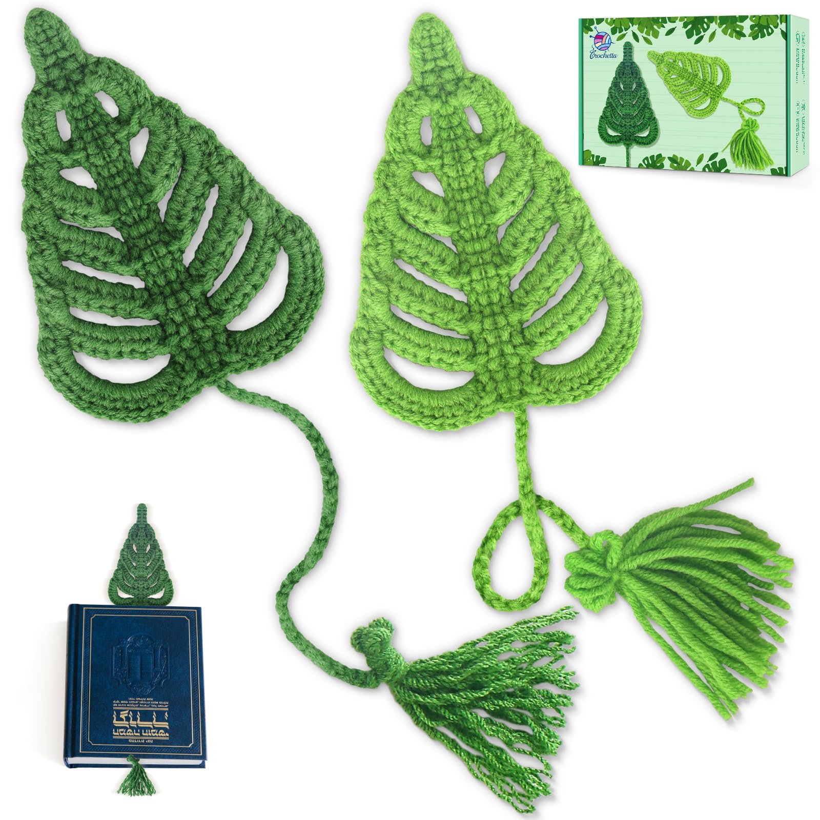 Crochetta Crochet Kit for Beginners, Amigurumi Crocheting Animals Kits w Step-by-Step Video Tutorials, Knitting Starter Pack for Adults, 2 Book Monstera Familly (40%+ Yarn Content)
