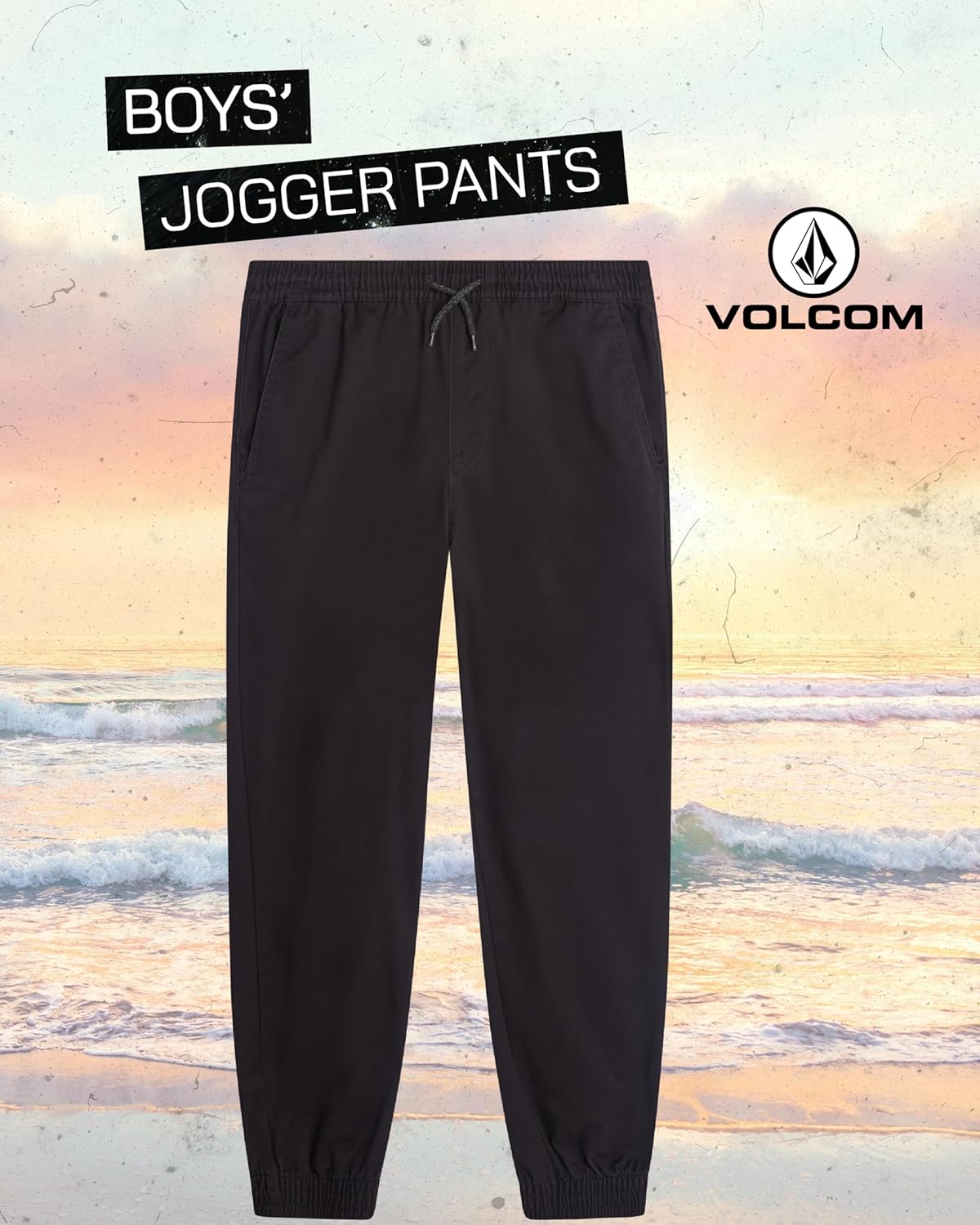 Volcom Boys Pants - Pull On Stretch Cotton Twill Jogger - Chino Pants for Boys with Elastic Waist and Cuffed Bottom