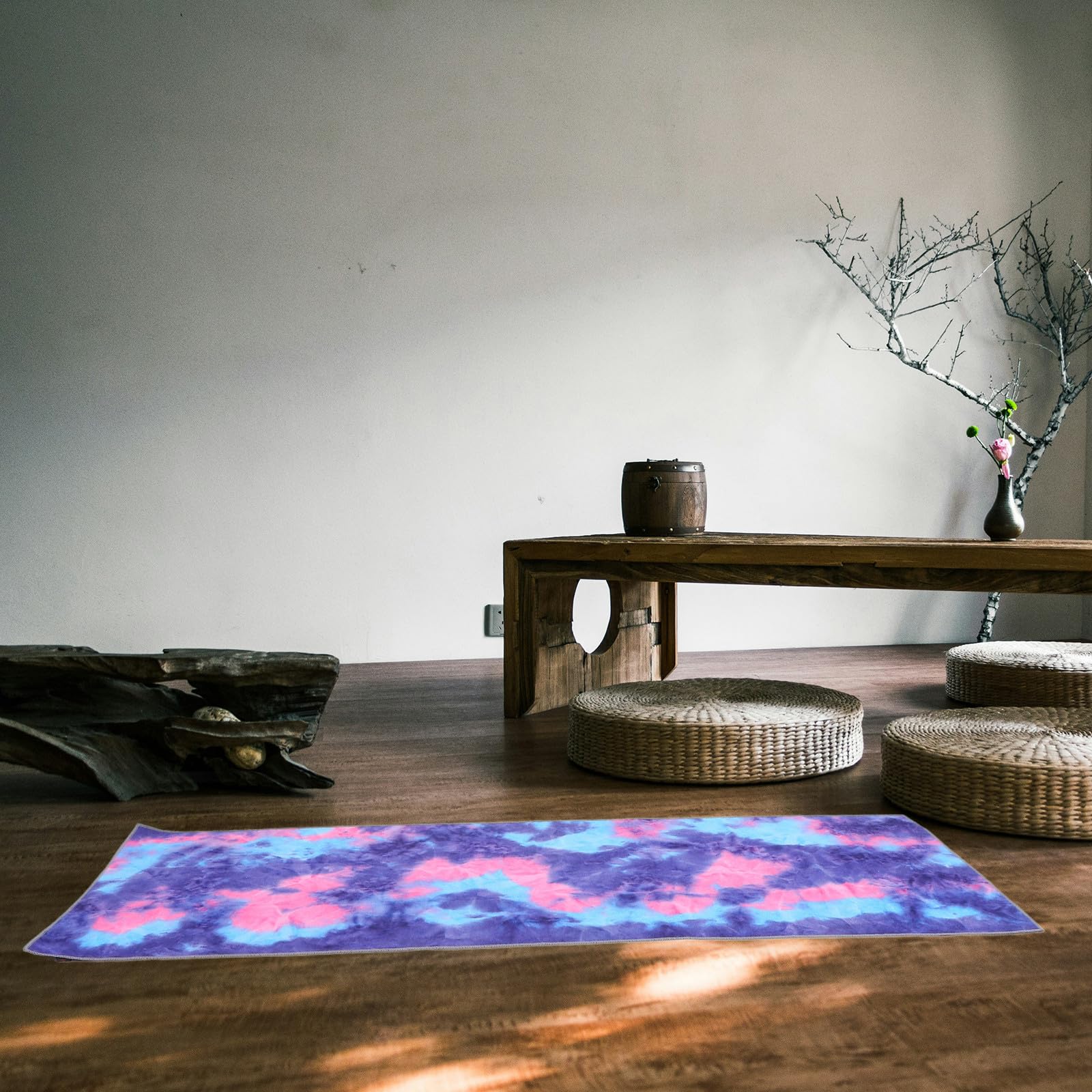 Outanaya Esterilla de Yoga Acolchada de Fibra Superfina Gruesa, Cojín Protector para Rodillas y Codos, Tapete Flexible para Ejercicios de Pilates y Fitness, Color Púrpura Bolsa de Malla,