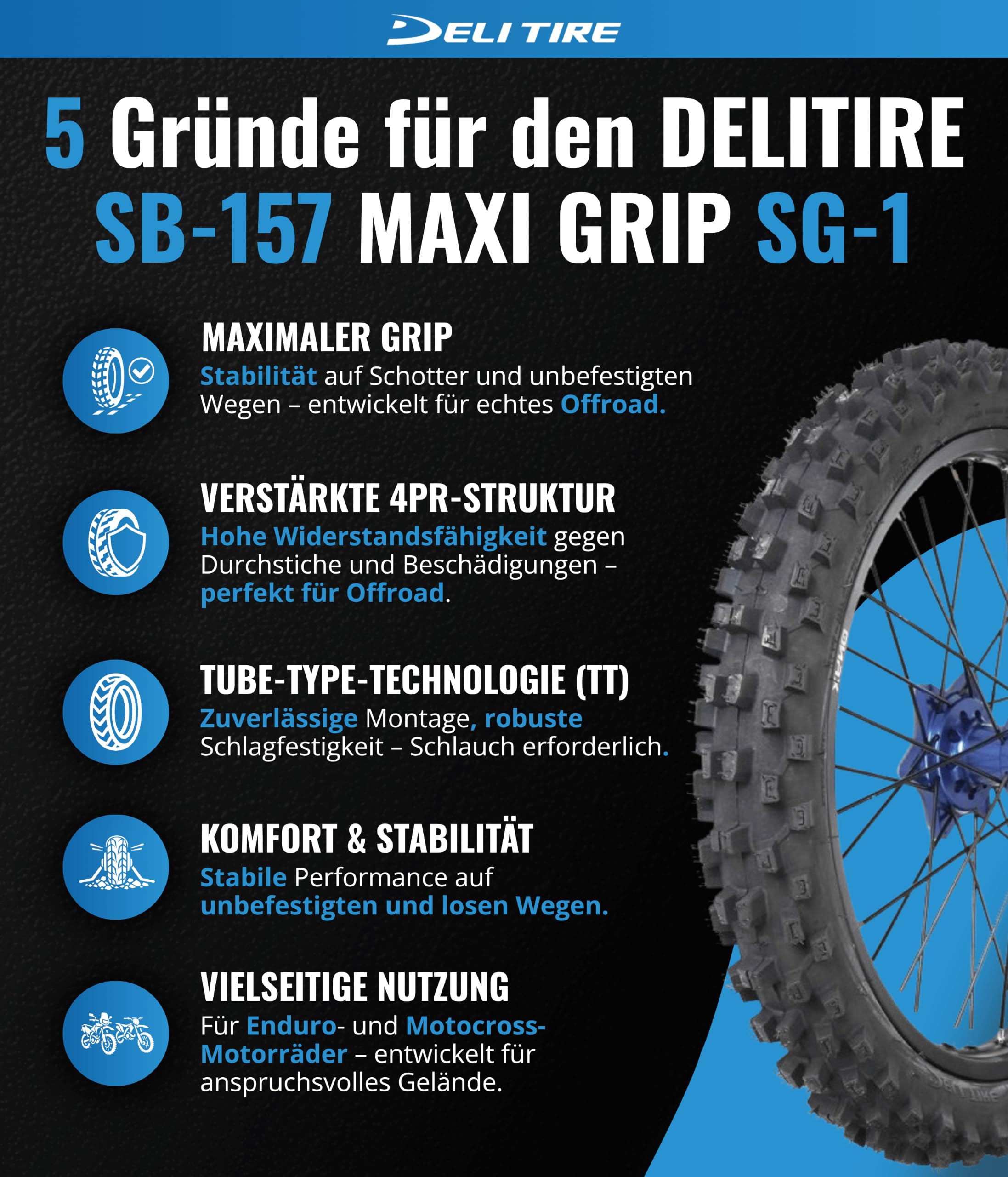 deli Reifen SB-157 70/100-19 MAXI GRIP SG-1 NEU Front