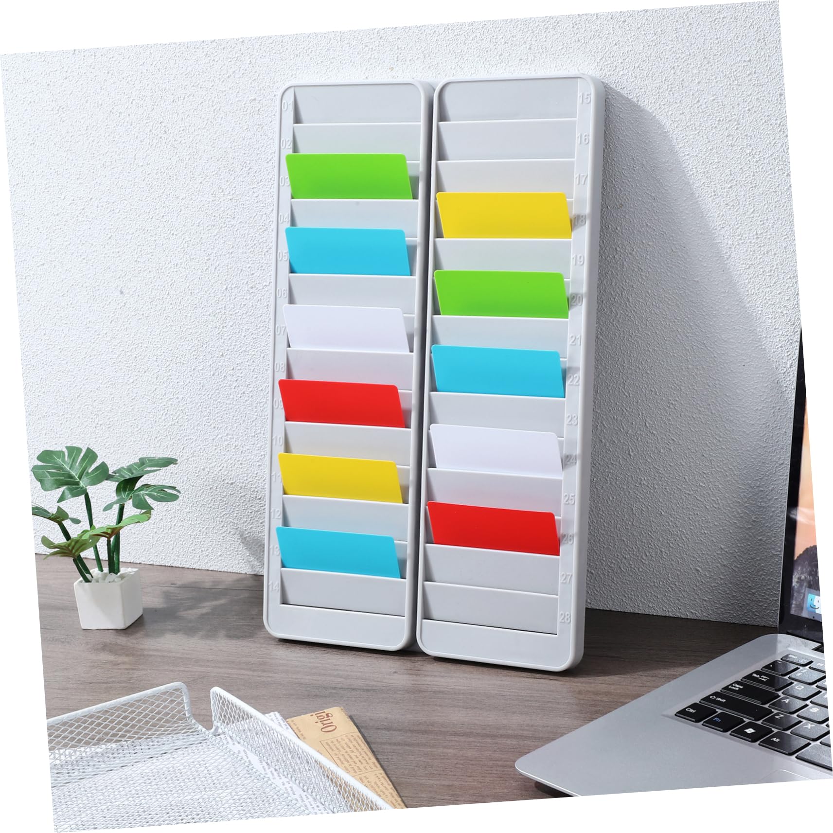 DOITOOL 2 Stück Fach Kartenhalter Wandhalterung aus Robustem Material Praktischer Organizer für Zeitkarten Ausweise Hotel und Mitgliedskarten für Büro Lager Kindergarten und Zuhause