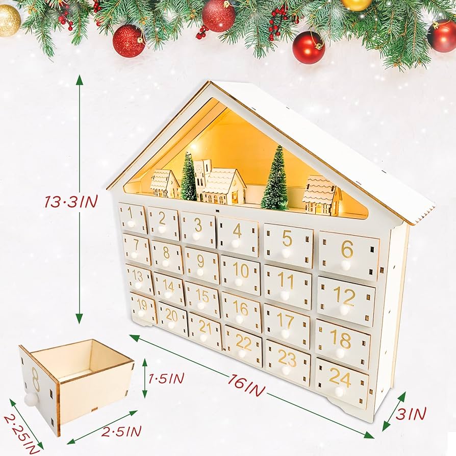 Amazon.com: Large Wooden Advent Calendar with Drawers,Reusable Empty Christmas Countdown Calendar Box with Lighted Village for kids Holiday Decoration : Home & Kitchen amazon-com-large-wooden-advent-calendar-with-drawers-reusable-empty-christmas-countdown-calendar-box-with-lighted-village-for-kids-holiday-decoration-home-kitchen