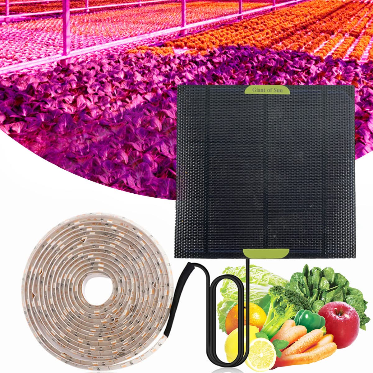Caffney Pink Solar Led Plant Grow Light Strip 16.4Ft Full Spectrum Plant Grow Lamp 5W Solar Powered Seeding Growing Light For Succulents Greenhouse Plants Hydroponic Culture Garden Seedlings