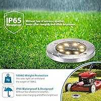 Vista 3 de Aogist - Luces solares de suelo, 8 luces solares LED para exteriores, luces de disco, luces de jardín, luces impermeables para patio, exteriores