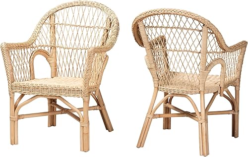 Baxton Studio Zara - Juego de 2 sillas, color marrón natural