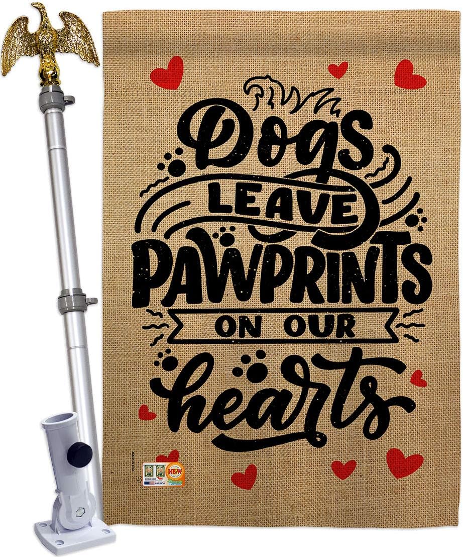 Breeze Decor Leave Pawprints House Flag Eagle Set Dog Puppy Spoiled Paw Canine Fur Pet Nature Farm Animal Creature Decoration Banner Small Garden Yard Gift Double-Sided, Made in USA
