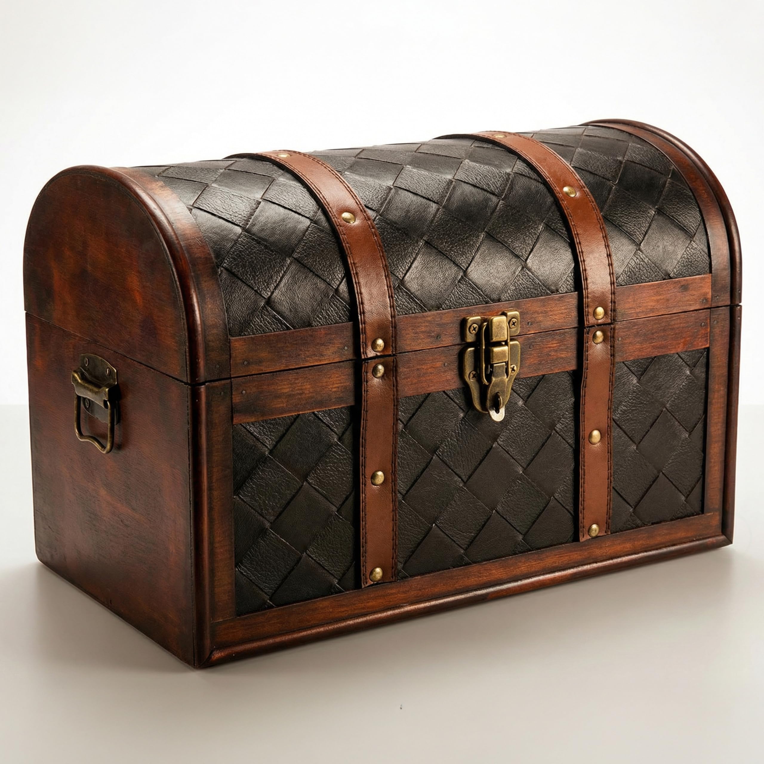 Amazon.com: Vintiquewise Wooden Leather Treasure Chest Vintage