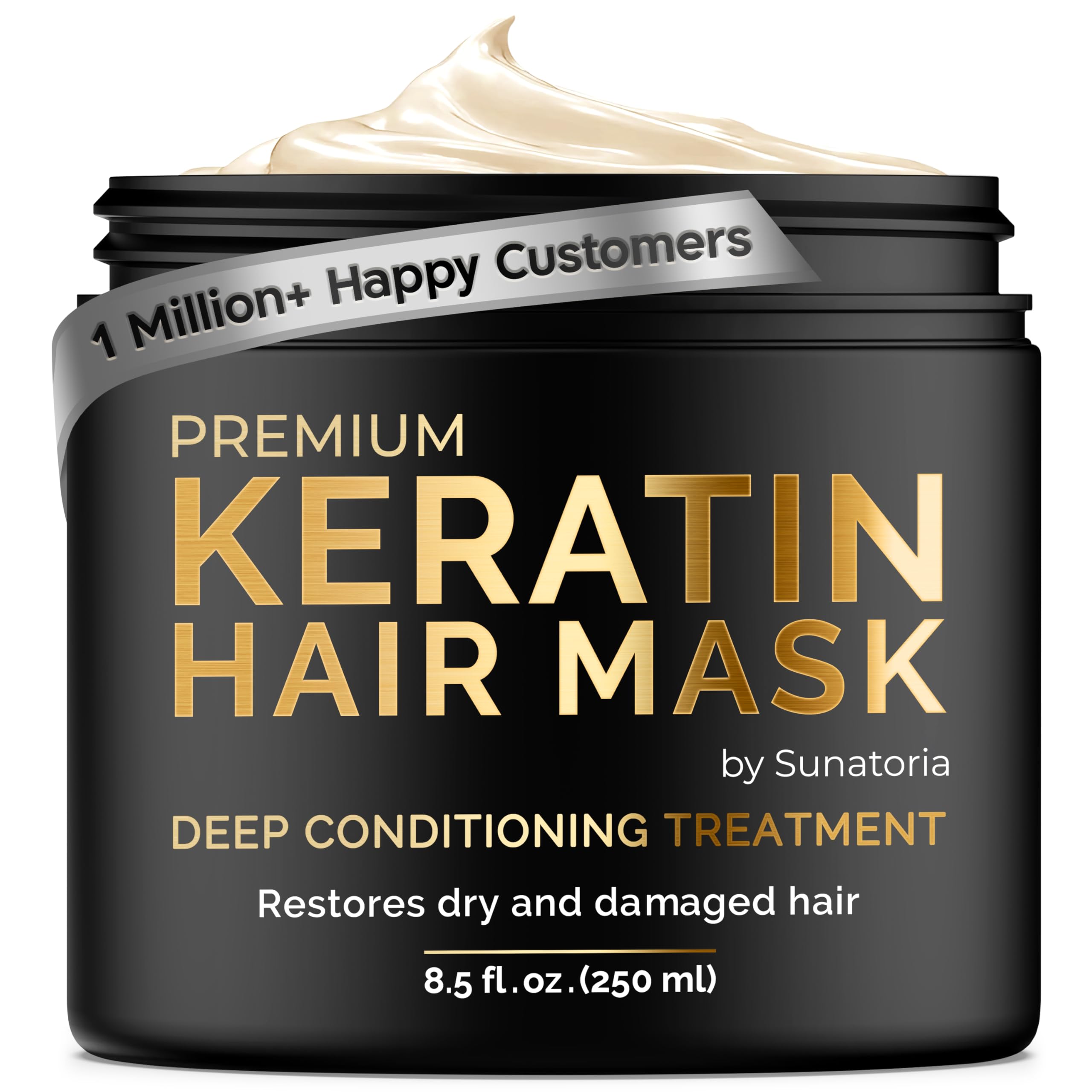 SUNATORIA Keratin Hair Mask - Deep Conditioner for Dry Damaged Hair - Hydrates, Repairs, Nourishes - Keratin Hair Treatment - Deep Conditioning Hair Mask - Keratina Mascarilla Para el Cabello